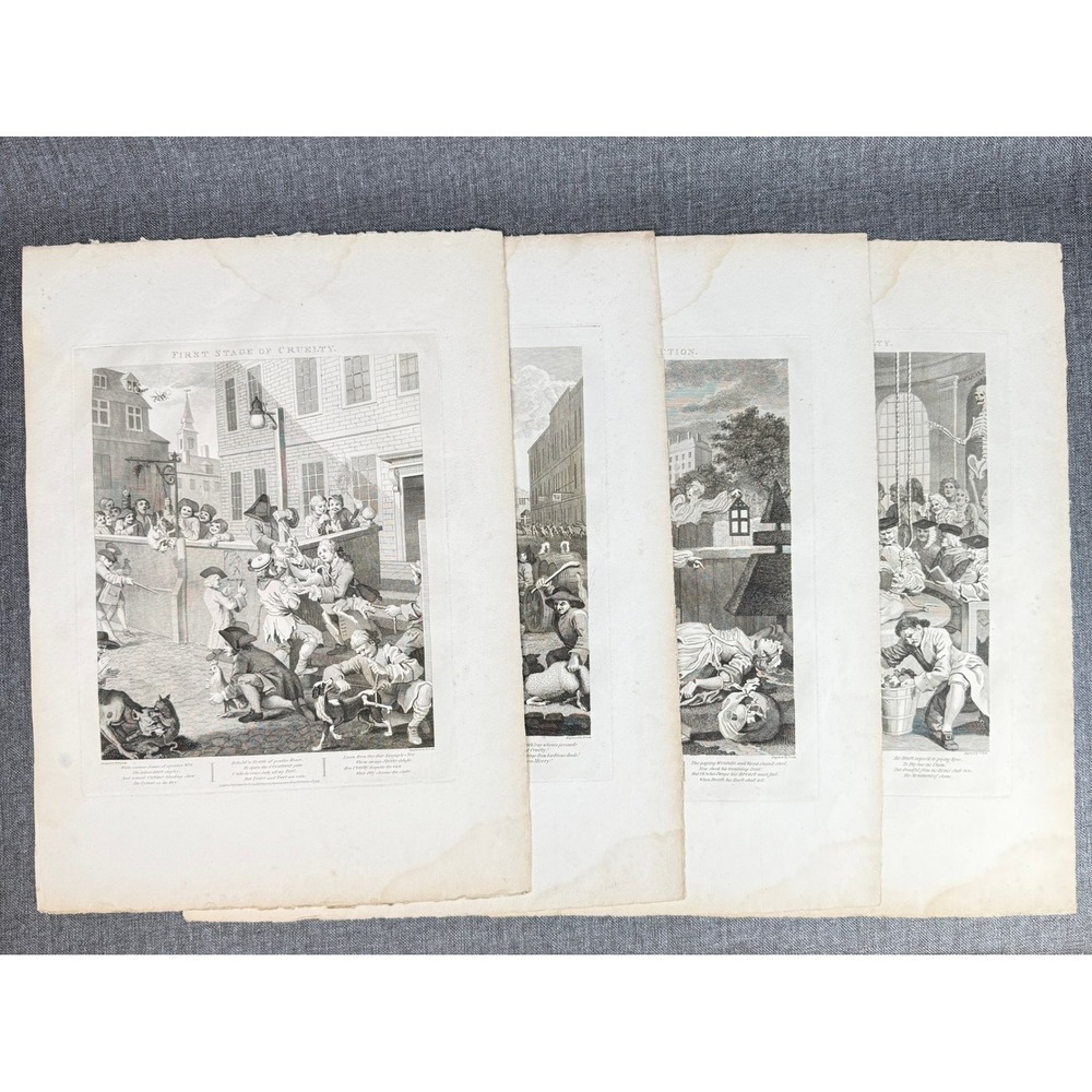 William Hogarth Thomas Cook Four Stages of Cruelty  Engravings Set of 4 Fair